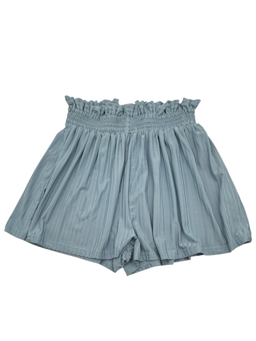 HYFVE Womens Smocked Stripe High Waist Paperbag‎ Shorts Blue Size L